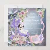 紫とピンクのプリンセスベビーシャワー 招待状 (裏面)