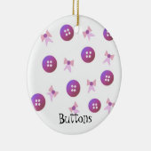 紫とピンクのボタンと湾曲形 セラミックオーナメント (右)