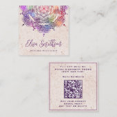 紫とピンクのマンダラ霊気癒し瞑想 スクエア名刺 (正面/裏面)