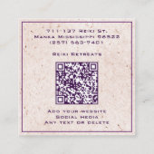 紫とピンクのマンダラ霊気癒し瞑想 スクエア名刺 (裏面)