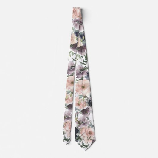 紫とピンクのムーブの花のフラワーネクタイ ネクタイ (裏面)