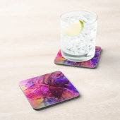 紫とピンクのモダン抽象芸術フラクタルデザイン コースター (右側)