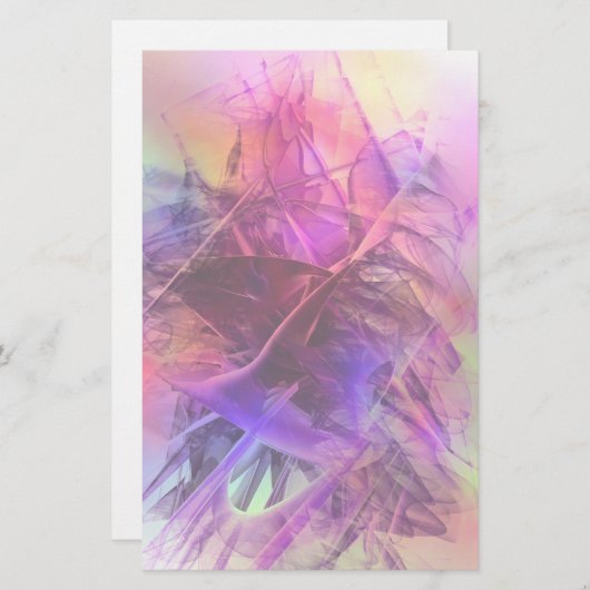 紫とピンクのモダン抽象芸術フラクタルデザイン 便箋 (正面/裏面)