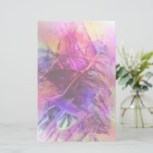 紫とピンクのモダン抽象芸術フラクタルデザイン 便箋 (スタンド正面)