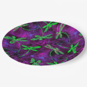 紫とピンクのライムグリーントンボ ペーパープレート (アングル)