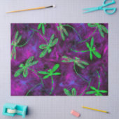 紫とピンクのライムグリーントンボ 薄葉紙 (クラフト)