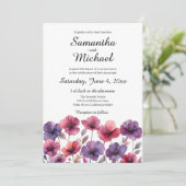 紫とピンクのワイルドフラワー結婚式招待状 招待状 (スタンド正面)
