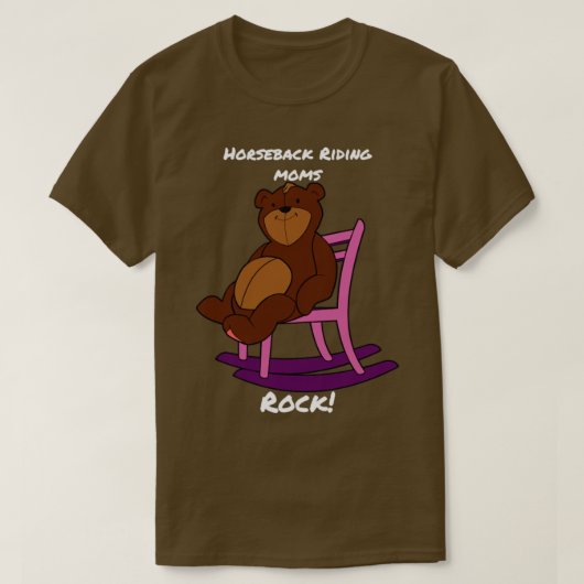 紫とピンクの乗馬ママのロックベア Tシャツ (デザイン正面)