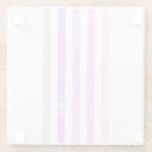 紫とピンクの垂直ストライプ文字モノグラム ガラスコースター (裏面)