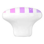 紫とピンクの垂直ストライプ文字モノグラム セラミックノブ (側面)