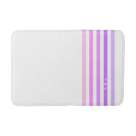 紫とピンクの垂直ストライプ文字モノグラム バスマット
