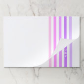 紫とピンクの垂直ストライプ文字モノグラム ペーパーパッド (折り畳み)