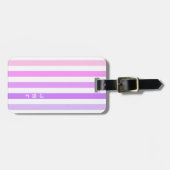 紫とピンクの垂直ストライプ文字モノグラム ラゲッジタグ (正面横)