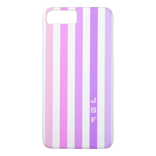 紫とピンクの垂直ストライプ文字モノグラム Case-Mate iPhoneケース (裏面)