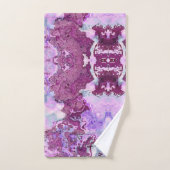 紫とピンクの大理石のテクスチャ バスタオルセット (ハンドタオル)