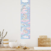 紫とピンクの女の子のベビーユニコーン成長チャート ポスター (キッチン)