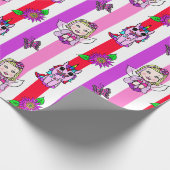 紫とピンクの妖精、花と蝶 ラッピングペーパー (角)