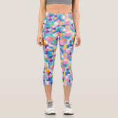 紫とピンクの幾何学的パターン カプリレギンス (正面)