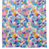 紫とピンクの幾何学的パターン シャワーカーテン (正面)