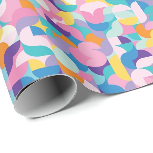 紫とピンクの幾何学的パターン ラッピングペーパー (ロールコーナー)