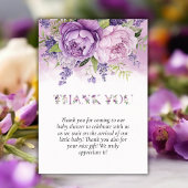 紫とピンクの庭の花ガールベビーシャワー サンキューカード