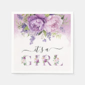 紫とピンクの庭の花ガールベビーシャワー スタンダードカクテルナプキン (正面)