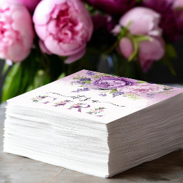 紫とピンクの庭の花ガールベビーシャワー スタンダードカクテルナプキン