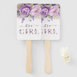 紫とピンクの庭の花ガールベビーシャワー ハンドファン