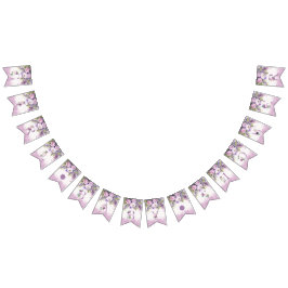 紫とピンクの庭の花ガールベビーシャワー バンティングフラッグ