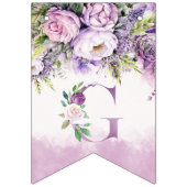 紫とピンクの庭の花ガールベビーシャワー バンティングフラッグ (第1の旗)