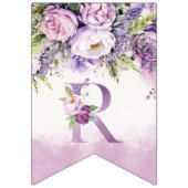 紫とピンクの庭の花ガールベビーシャワー バンティングフラッグ (第3の旗)