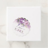 紫とピンクの庭の花ガールベビーシャワー フェイバータグ (インサイチュ)