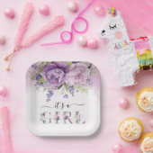 紫とピンクの庭の花ガールベビーシャワー ペーパープレート (パーティー)