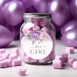 紫とピンクの庭の花ガールベビーシャワー ラウンドシール