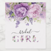 紫とピンクの庭の花ブライダルシャワー女の子 ワインラベル (シングルラベル)