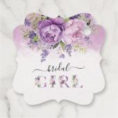 紫とピンクの庭の花 ブライダルシャワーの女の子 フェイバータグ (裏面)