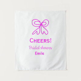 紫とピンクの弓の結婚前お披露目パーティーに名前を追加 タペストリー