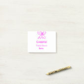 紫とピンクの弓の結婚前お祝いにお名前を ポストイット (デスク上)