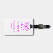 紫とピンクの弓の結婚式前祝賀会　名前を追加 ラゲッジタグ (裏面横)