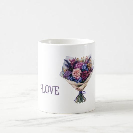 紫とピンクの愛の花 コーヒーマグカップ (中央)