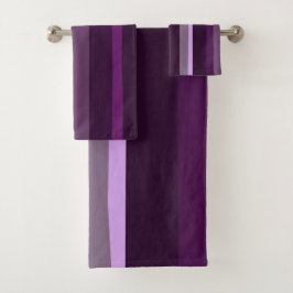 紫とピンクの抽象芸術ストライプ バスタオルセット