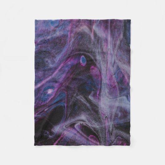 紫とピンクの抽象芸術絵画の フリースブランケット (正面)
