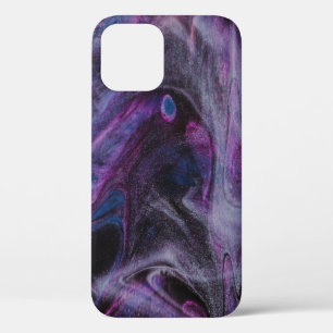 紫とピンクの抽象芸術絵画の iPhone 12ケース