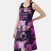 紫とピンクの抽象芸術-はっきりしたモノクロキッチン エプロン (インサイチュ)