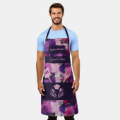紫とピンクの抽象芸術-はっきりしたモノクロキッチン エプロン (着用した状態)