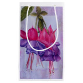 紫とピンクの明るい赤紫色花 スモールペーパーバッグ (正面)