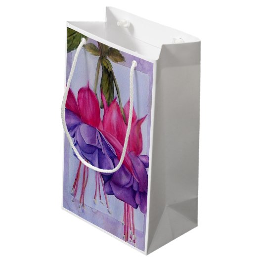 紫とピンクの明るい赤紫色花 スモールペーパーバッグ (裏面アングル)