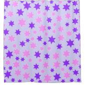 紫とピンクの星 シャワーカーテン (正面)