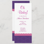 紫とピンクの柄の女の子のベビーシャワーV21 招待状 (正面/裏面)