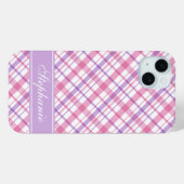 紫とピンクの格子模様 Case-Mate iPhoneケース (裏面 (横))
